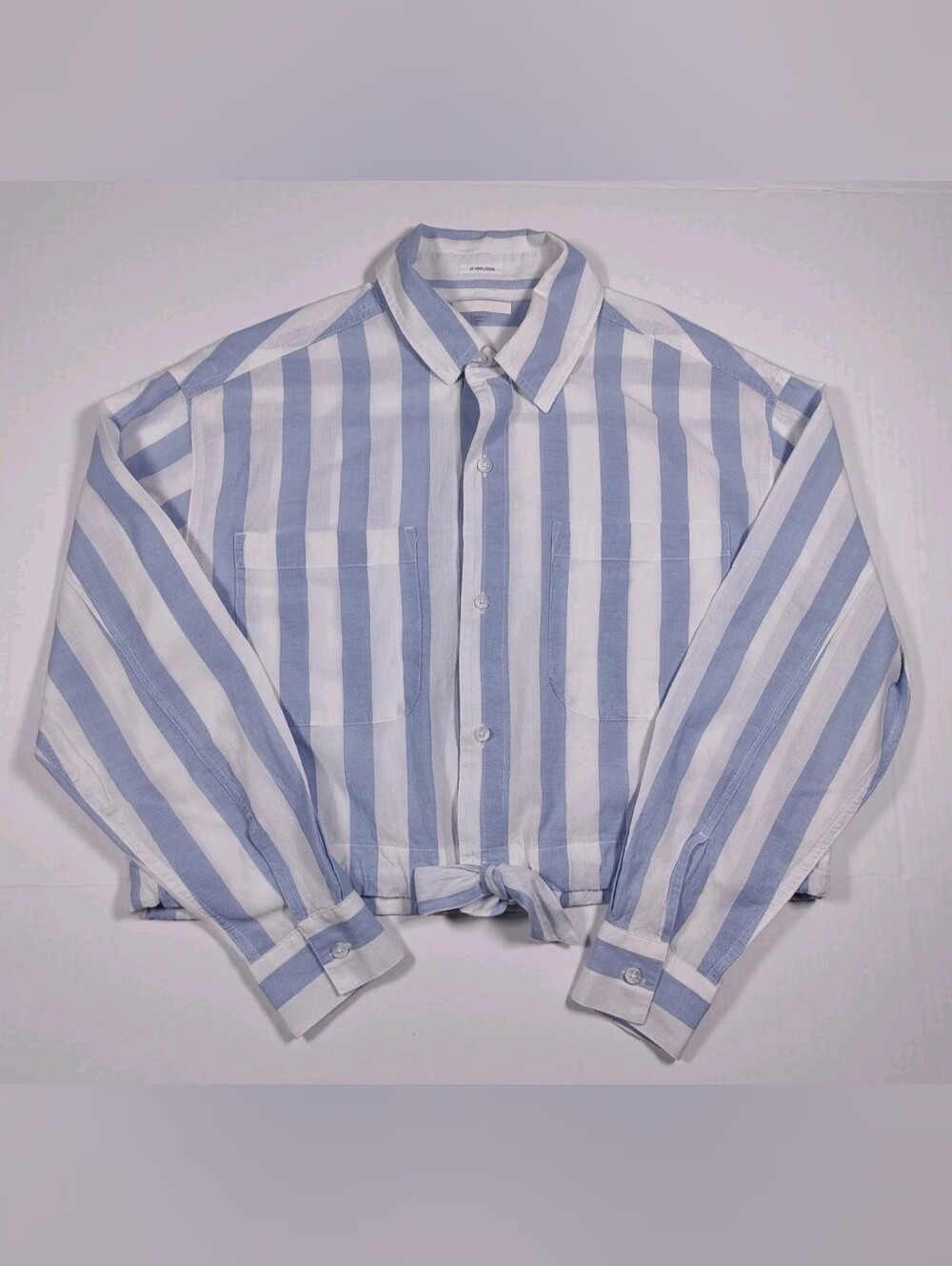Mother x Anthropologie The Tied Up in Knots White Blue Striped Blouse Size S